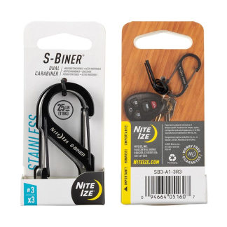 S-biner Dual Carabiner Stainless Steel #3 - 3 Pack - Black-stainless