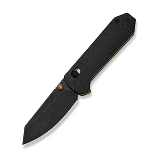 Thumb Stud & Crossbar Lock Knife Black Burlap Micarta Handle (2.88" Black Stonewashed 14c28n Blade)