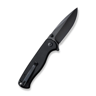 Errant Flipper-thumb Stud Folding Knife 3.45" Black 9cr18mov Drop Point Plain Edge Blade, Black G10 Handle