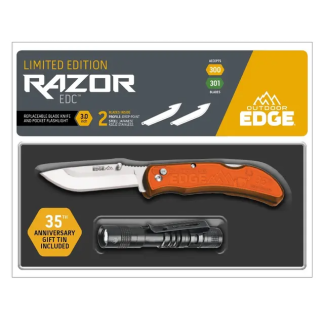 Outdoor Edge Razor Carry 3" W- Flashlight & Tin 2blds