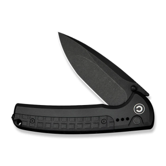 Civivi Sentinel Strike Ii Flipper & Thumb Stud & Button Lock Knife Black Aluminum Handle With Black Frn Integral Spacer