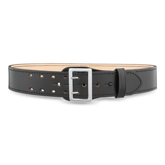 2-1-4" Plain Leather Sam Browne 2-row Stitch Duty Belt With Nickel Buckle