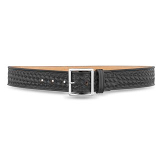 1-3-4" Basketweave Leather Garrison Belt With Gold Buckle