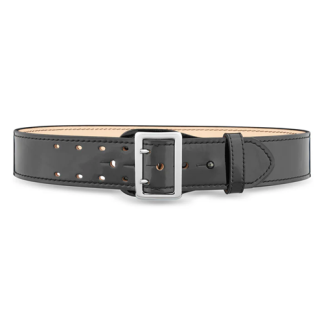2-1-4" High-gloss Leather Sam Browne 2-row Stitch Duty Belt With Nickel Buckle