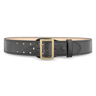 2-1-4" High-gloss Leather Sam Browne 2-row Stitch Duty Belt With Gold Buckle