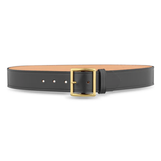 1-3-4" Plain Leather Garrison Belt With Gold Buckle