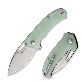 Phantara Flipper-thumb Hole Folding Knife 3.70" Satin 9cr18mov Drop Point Plain Edge Blade, Natural G10 Handle