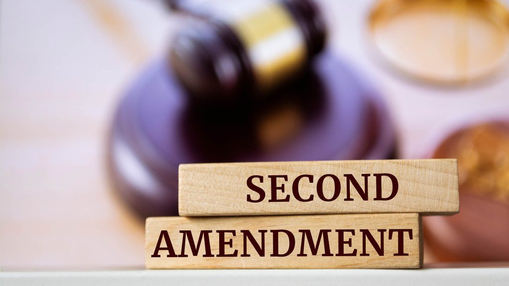 image of words: second amendment, with gavel in background