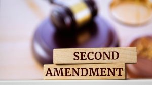 image of words: second amendment, with gavel in background
